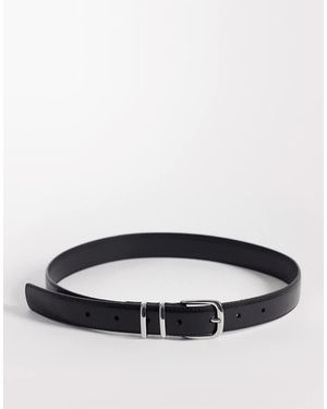 ARKET Cinturón De Cuero Auténtico Premium Con Hebilla Dorada De - Negro