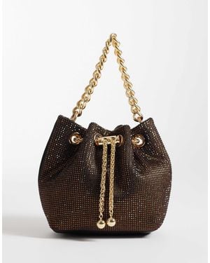 River Island Heatseal Chain Detail Bucket Bag - Brown