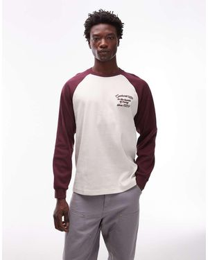 Carhartt Camiseta Blanca Y Burdeos De Manga Larga Y Corte Suelto Alston De - Blanco