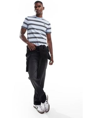 Fred Perry Stripe Short Sleeve Shirt - Blue