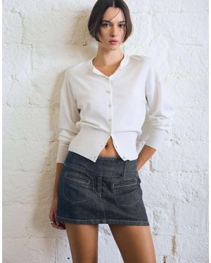 Bershka High-Waist Denim Skort - Blue