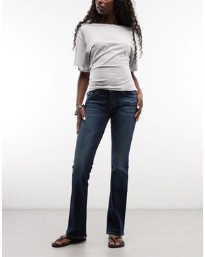 Weekday Luna jean flare skinny taille basse foncé - Bleu