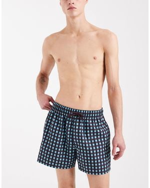 ASOS Check Swim Shorts - Blue