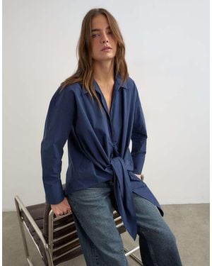 TOPSHOP Camisa Con Detalle De Lazo En - Azul