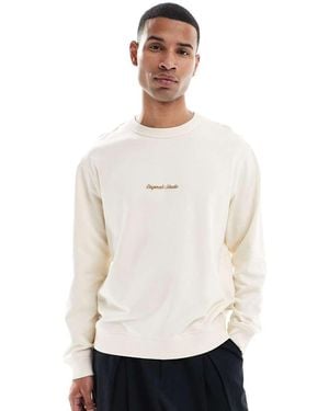 Jack & Jones Oversize Sweat Shirt With Embroidered Logo - White