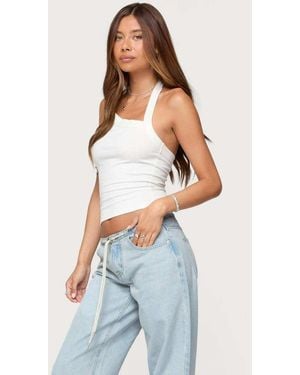 Edikted Kylan Asymmetric Halter Top - Blue