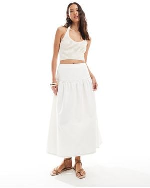 ASOS Denim Maxi Skirt With Dropped Waist - White
