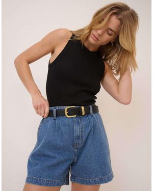 Nobody's Child Mid Wash A-Line Denim Shorts - Black