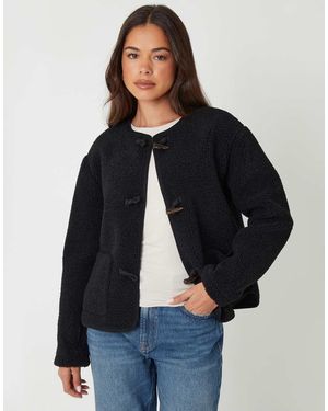 Threadbare Fleece Borg Toggle Jacket - Blue