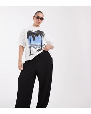 ONLY Pantaloni Neri A Vita Alta, Gamba Ampia, Effetto Stropicciato E Testurizzato - Blu