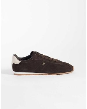 Tommy Hilfiger Bella Real Suede Low Trainers - Brown
