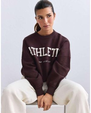Aim'n Chocoladekleurige Athletic Knit Sweatshirt - Bruin