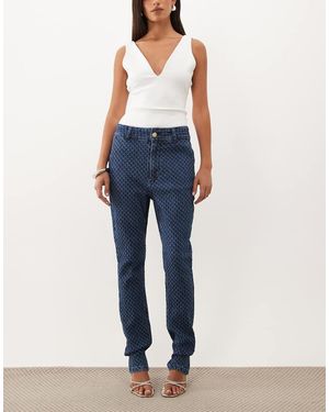 ASOS Heart Belt Loop Pique Denim Skinny Jeans - Blue