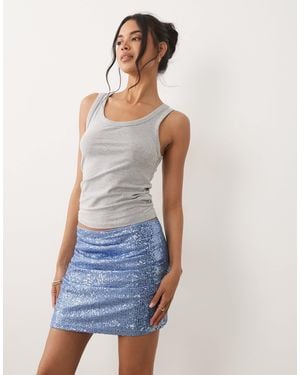 ASOS Sequin Draped Mini Skirt - Blue