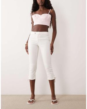 Miss Selfridge Denim Capri With Bows - Natural
