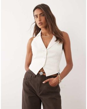 GOOD AMERICAN Luxe Suiting Halter Neck Vest - White