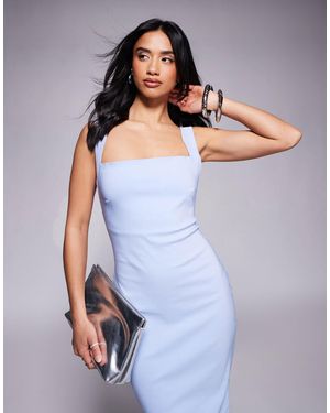 Vesper Petite Bengaline Square Neck Scoop Back Midaxi Dress - Purple