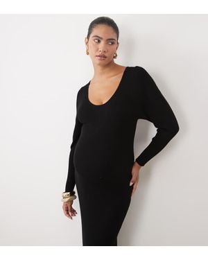ASOS Asos Design Maternity Knit Structured Scoop Neck Maxi Dress - Black