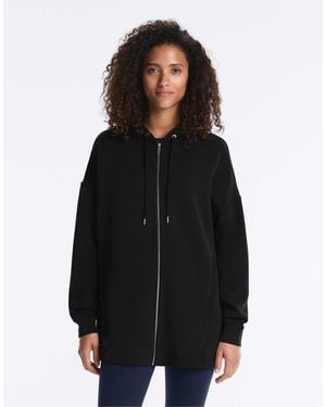 Oysho – lange, weiche jacke aus modal - Schwarz