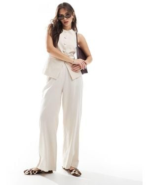 New Look Co-ord Linen Wide Leg Trousers - White