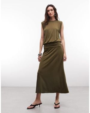 ASOS Vestito Maxi Con Vita Arricciata - Neutro