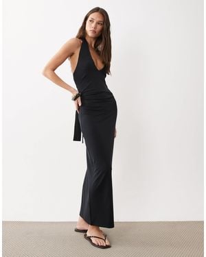 ASOS Tie Back Halter Midi Dress - White