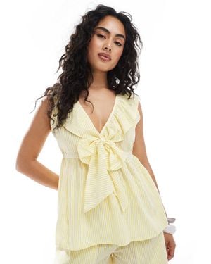 esmé studios Esmee Exclusive Tie Front Frill Collar Beach Top - Multicolor