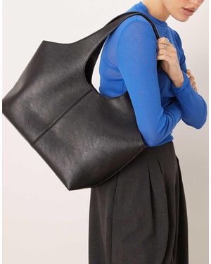 Mango Bolso Shopper De Cuero Sintético De - Negro