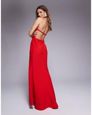 Jarlo Halter Neck Fishtail Maxi Dress - Red