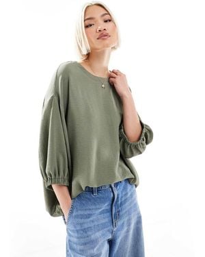 ASOS Oversized Puff Sleeve Detail Top - Green