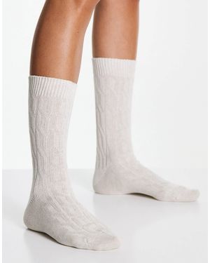 People Tree Cotton Knitted Chunky Socks - White