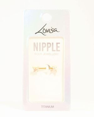 Lovisa – brustwarzenpiercing aus vergoldetem titan mit anhänger im blütendesign mit zirkonia - Natur