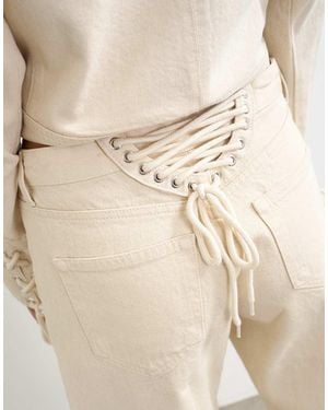 TOPSHOP Ember Jeans A Vita Bassa Dritti E Comodi Con Dettaglio Con Lacci - Neutro