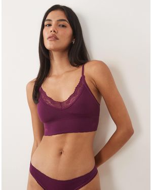 Cotton On Nahtloses longline-bralette mit spitzenbesatz - Lila