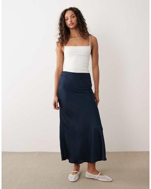 Vila Satin Maxi Skirt - Blue