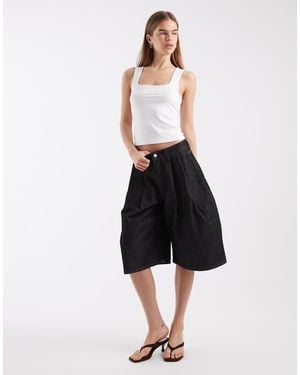 ASOS Oversized Pleat Bermuda Short - Black