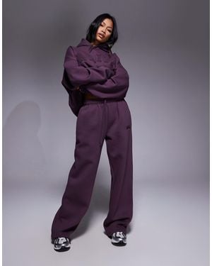 Kaiia Cotton Rich Embroide Logo Wide Leg jogger Co-ord - Purple