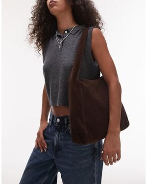 Mango Square Suede Shoulder Bag - Black