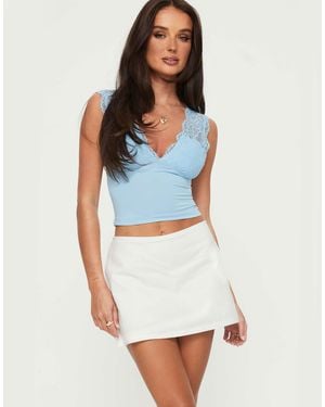 Princess Polly Gigi Cotton Rich Side Split Mini Skort - Blue