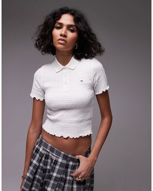 Tommy Hilfiger Shirred Polo Top - White