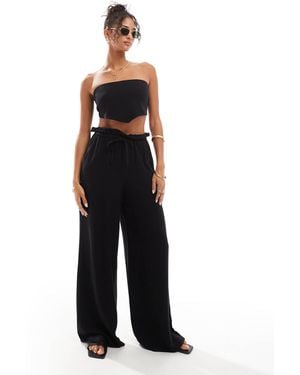 4th & Reckless Beach Linen Blend Drawstring Waist Trouser - Black