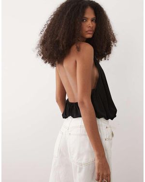 Mango Body Met Halternek, Pofzoom En Open Achterkant - Bruin