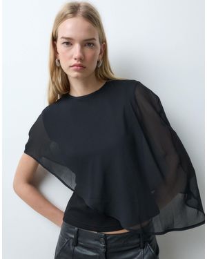 Threadbare Sleeveless Top With Chiffon Cape - Blue