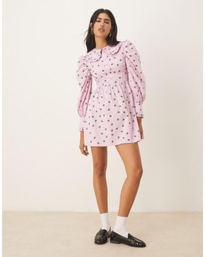 Glamorous Collared Button Front Mini Dress - Pink