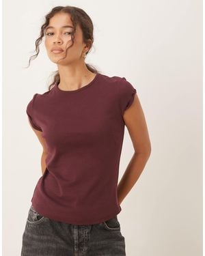 Mango Cotton Cap Sleeve T-shirt - Purple