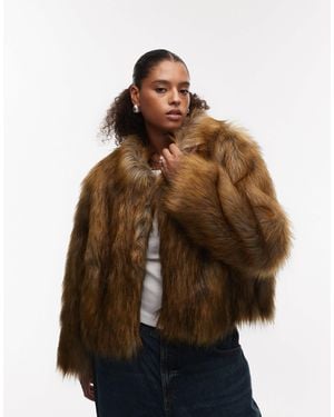 Collusion Plus Tipped Faux Fur Jacket - Brown