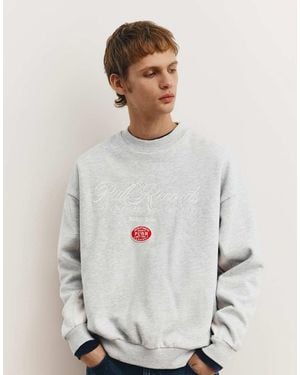 Pull&Bear Sweatshirt With Embroidered Patch - White