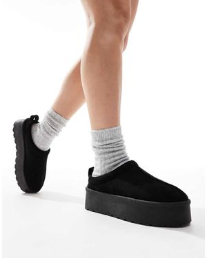 SEQWL Slip On Flatform Mules - Black