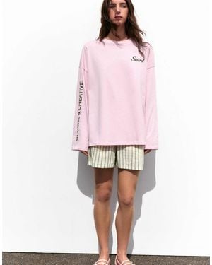Pull&Bear Langarm-t-shirt mit stwd - Pink