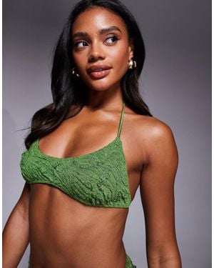 ASOS Maria Textured Halter Crop Bikini Top - Green